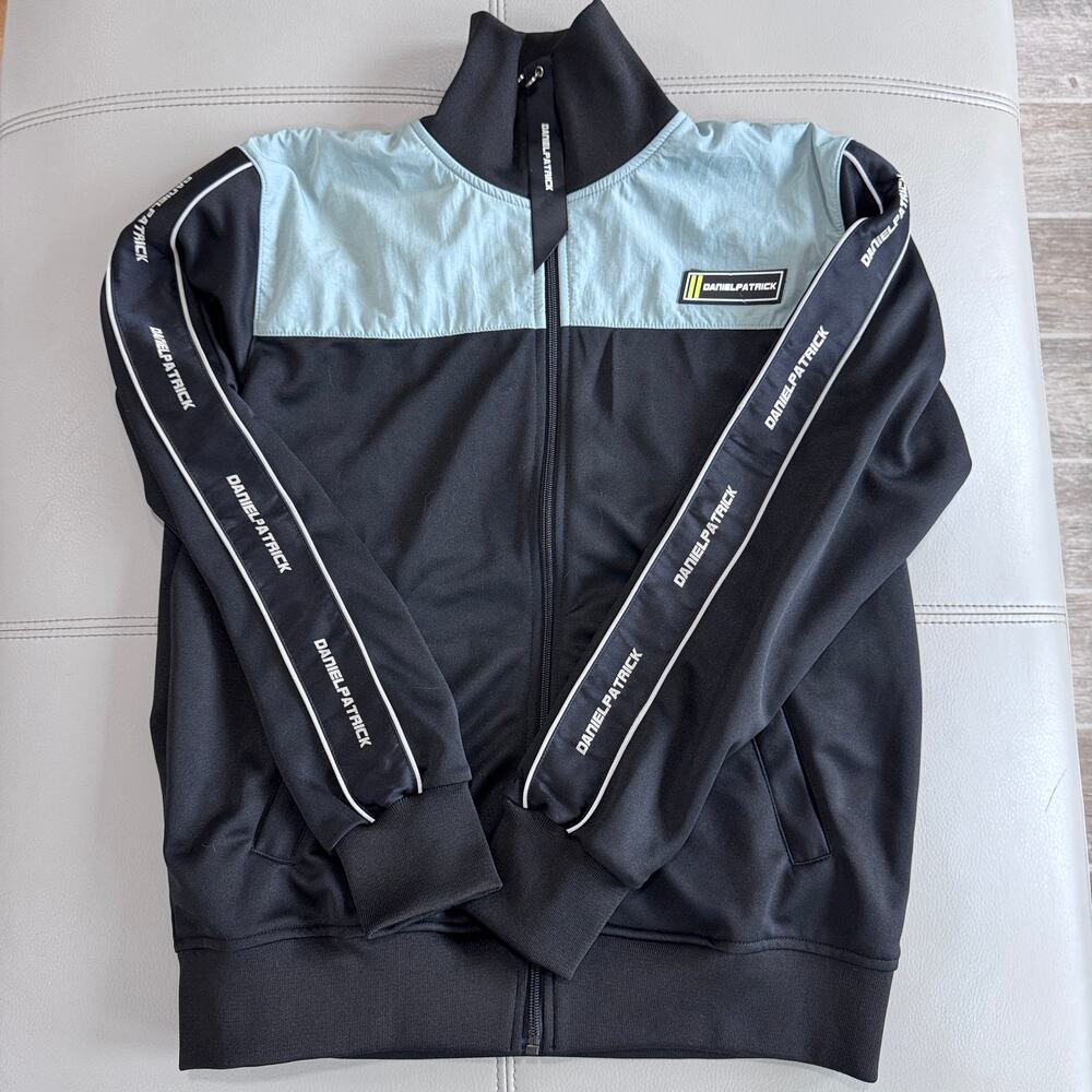 Daniel Patrick Men's XS/S NWT BNWT AW18 Track Light Blue Black Jacket